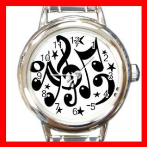 Musical Notes Hobby Fun Round Italian Charm Wrist Watch 670
