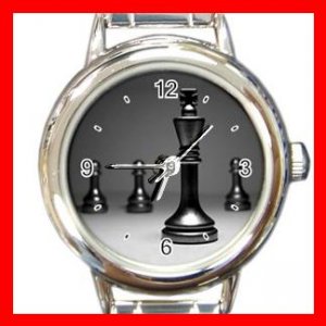 Chess King Checkmate Strategy Round Italian Charm Wrist Watch 671