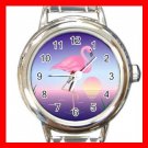Pink Flamingo Exotic Bird Round Italian Charm Wrist Watch 676