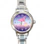 Pink Flamingo Exotic Bird Round Italian Charm Wrist Watch 676