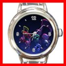Dancing Music Notes Fun Round Italian Charm Wrist Watch 680