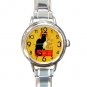 Chat Noir Black Cat Round Italian Charm Wrist Watch 685