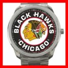 Chicago Blackhawks Hockey Silvertone Sports Metal Watch 32903592