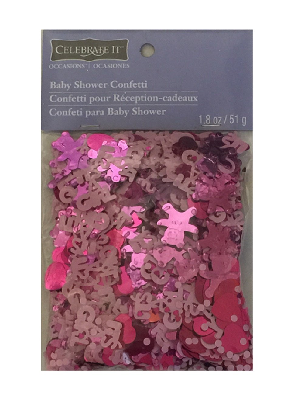 Pink Baby Shower Confetti - It's a Girl with Hearts & Teddy Bears