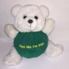 Vintage Russ Berrie Kiss Me I'm Irish St. Patricks Day Plush 6" White Bear #3882