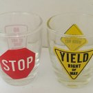Lot of 2 Road Sign Shot Glasses STOP NO PARKING SLIPPERY & YIELD Lot of 2 Road Sign Shot Glasses STOP NO PARKING SLIPPERY & YIELD