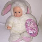Anne Geddes Baby Bunnies 8" White doll No 525901 Bean Filled Collection Rabbit