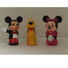 Vintage Disney Plastic Pencil Toppers Mickey Mouse Minnie Mouse & Pluto Lot of 3 FREE SHIPPING