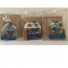 FREE SHIPPING Lot of 3 Vintage Avon Holiday Holders Building Magnets Church Bake Shop & Toy Shop MIP