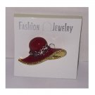 FREE SHIPPING Red & Purple Hat Fashion Jewelry Brooch Pin NIP