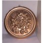 Copper Round Jello Mold Pan with Floral Rose Pattern 10"