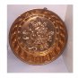 Copper Round Jello Mold Pan with Floral Rose Pattern 10"