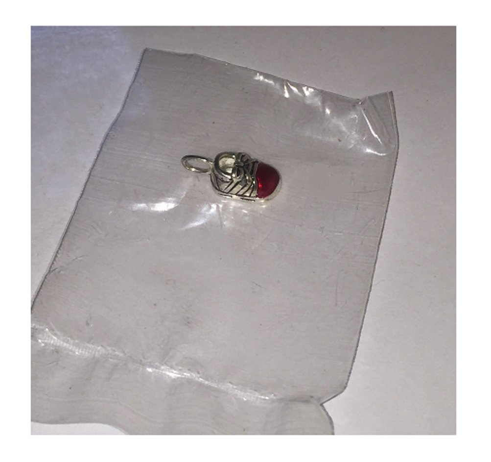 2005 AVON Sterling Silver 925 BABY BOOTIE January Birthstone Charm Red