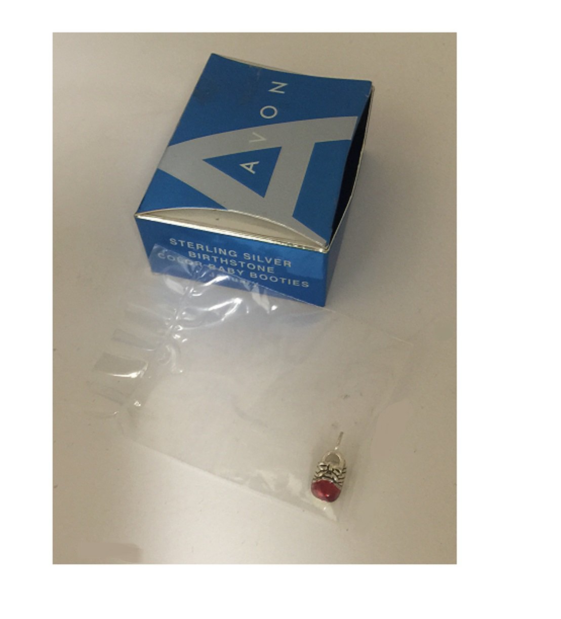 2005 AVON Sterling Silver 925 BABY BOOTIE January Birthstone Charm Red