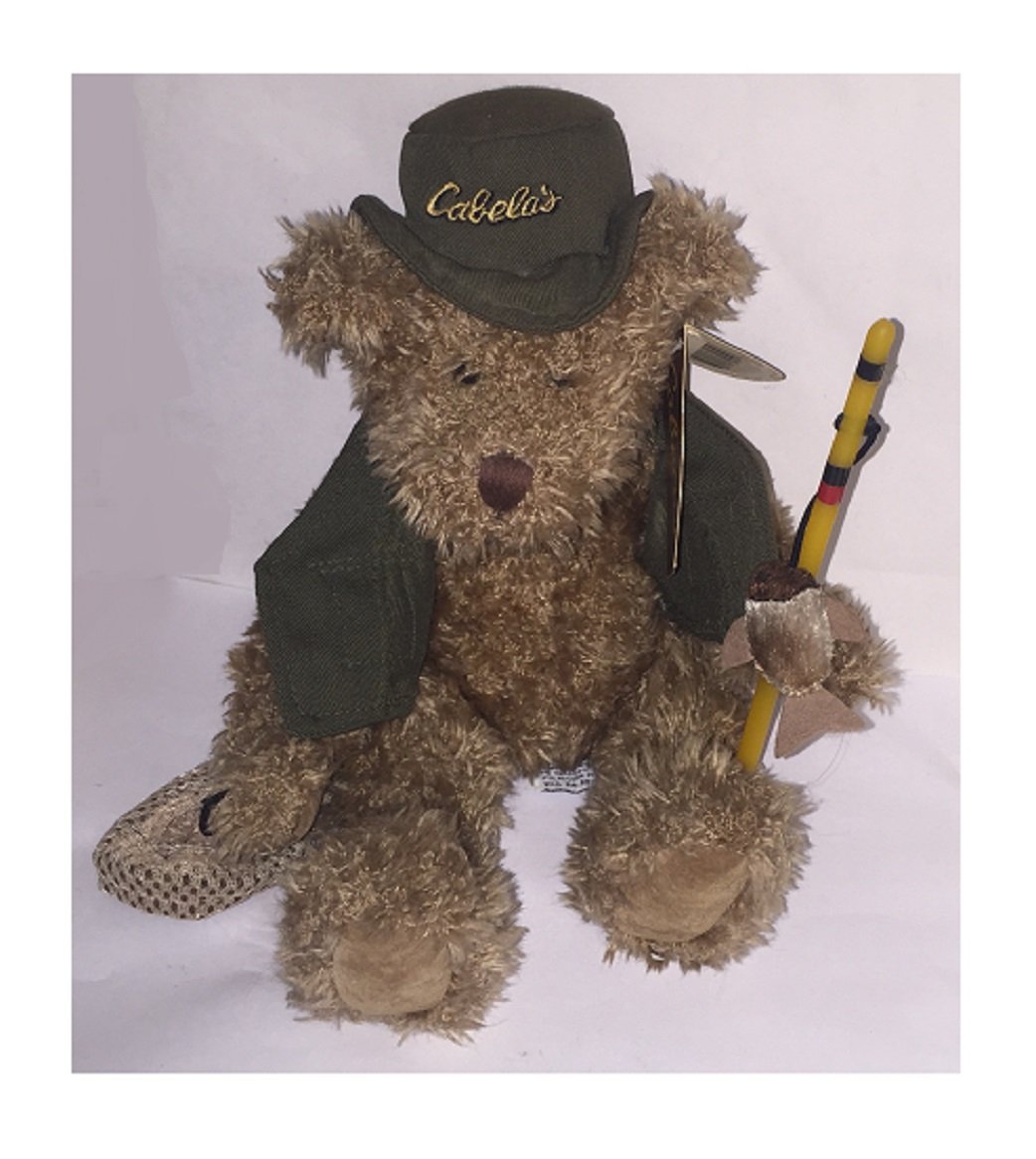 Cabelas Plush Fishing Bear Russ Stuffed Animal w/ Hat Vest