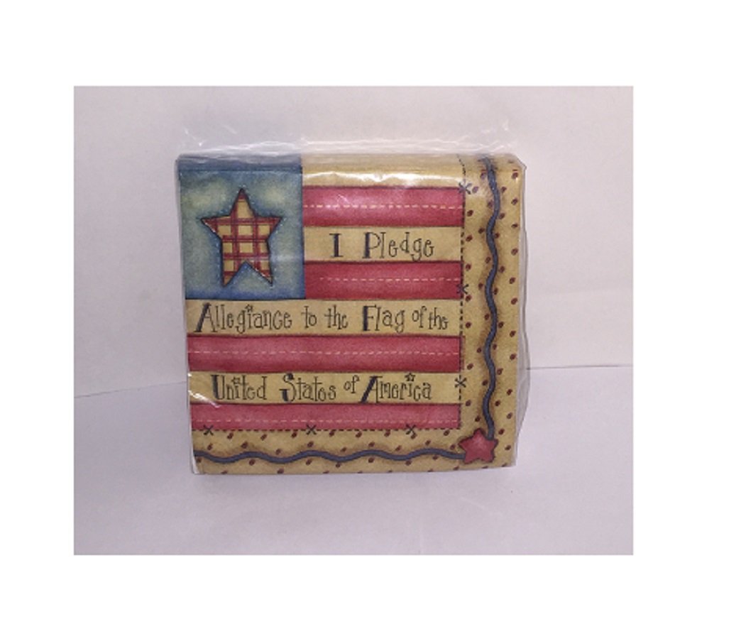 American Flag Beverage Size Cocktail Napkins - 20 count pkg / I Pledge Allegiance