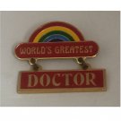 Vintage 1979 Enamel Dangle Rainbow Pin / Brooch / Tie Tack - World's Greatest Doctor by Centennia Vintage 1979 Enamel Dangle Rainbow Pin / Brooch / Tie Tack - World's Greatest Doctor by Centennia