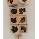 Lot of 9 Small Wood Mounted Rubber Leaf & Acorns Stamps by Stampin' Up & FRL Design Lot of 9 Small Wood Mounted Rubber Leaf & Acorns Stamps by Stampin' Up & FRL Design