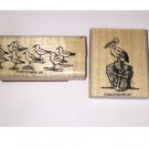 2002 Pelican & Seagulls Wood Mounted Rubber Stamps by Stampin' Up