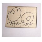 Wood Mounted 2.75" Rubber Stamp - Whimsical Birds / Chicks