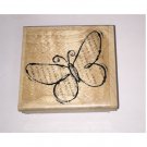 Wood Mounted Heart Art Impression Obsession 2.75" Rubber Stamp - Japanese Butterfly
