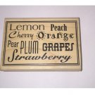 Fruit Block Wood Mount Rubber 1996 Stampington Stamp 3.75" Pear Grapes Cherry Peach Strawberry Plum
