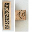 Retired Fish and Sea Shells Wood Mounted Rubber Stamps by Stampin' Up - Lot of 2
