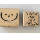2001 Wood Mounted Rubber WATERMELON Stamps by Stampin' Up - Lot of 2 You're One in a Melon