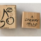 2001 Wood Mounted Rubber CHERRIES Stamps by Stampin' Up - Lot of 2 A Cherry Hello