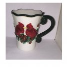 Ganz Embossed Cardinal Bird Coffee Mug Cup w/ Greenery & Pine Cones