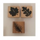 LEAF Wood Mounted Rubber Stamps by FRL Design - Lot of 3
