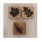 LEAF Wood Mounted Rubber Stamps by FRL Design - Lot of 3