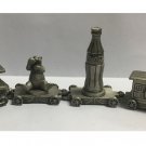 Vintage 1995 Coca Cola Pewter 4 Piece Train Set - Coke Bottle Polar Bear Boxcar & Engine