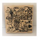 Jumbo Hawaii Polynesian Wood Mounted Rubber Stamp by Club Scrap / Aloha Mahalo Pineapple Flowers