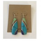 Vintage 925 Sterling Silver Textured Inlaid Dangle Earrings by Coldwater Creek l Aqua Turquoise Blue Vintage 925 Sterling Silver Textured Inlaid Dangle Earrings by Coldwater Creek l Aqua Turquoise Blue
