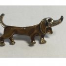 Vintage 1980s Dachshund Weiner Dog Metal & Enamel Brooch Pin with Rhinestone