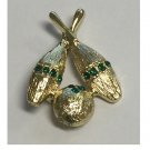 Vintage Gold-Tone Bowling Pins & Ball Brooch Pin w/ Emerald Green Rhinestones Vintage Gold-Tone Bowling Pins & Ball Brooch Pin w/ Emerald Green Rhinestones