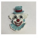 Vintage Happy Clown Brooch Pin - Signed Gerry's / Light Blue & White Vintage Happy Clown Brooch Pin - Signed Gerry's / Light Blue & White