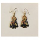 Vintage Scary Halloween Metal & Enamel Fish Hook Earrings Vintage Scary Halloween Metal & Enamel Fish Hook Earrings