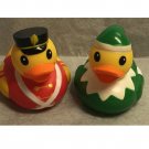 Lot of 2 Christmas Holiday Rubber Ducks / Duckies ELF & Tin Soldier