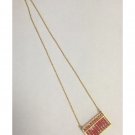 Vintage Abacus & Red Bead Gold-Tone 19" Chain Necklace