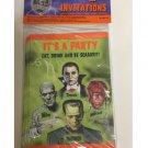 Monsters Party Invitations & Envelopes - Pkg of 8 / Frankenstein Dracula Mummy Wolfman