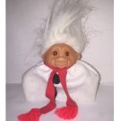 Vintage 1986 Norfin Dam Snowman Troll - White Hair Doll 5" (Missing Hat)