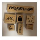 Holiday Christmas Wood Mounted Rubber Stamps Lot of 7 by Stampin Up & Club Scrap