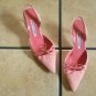 Manolo Blahnik Pink Leather/Canvas Bow Classic Dress Shoes