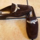 BRIGHTON JILL BROWN SUEDE JEWELED MULES SHOES