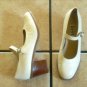 NINE WEST CREAM DISTRESSED LEATHER MARY JANE SHOES