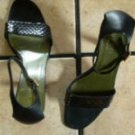 GUUCCI ITALY BLACK SNAKESKIN/LEATHER JEWELED SANDALS