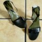 GUUCCI ITALY BLACK SNAKESKIN/LEATHER JEWELED SANDALS