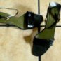 GUUCCI ITALY BLACK SNAKESKIN/LEATHER JEWELED SANDALS